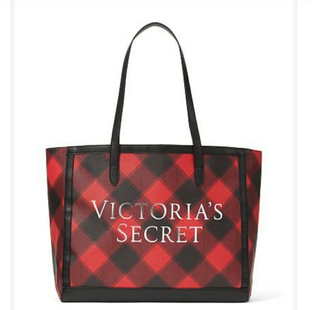 💗NIP- VS tote bag plaid blk & red
